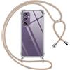 Pnakqil Cover per Samsung Galaxy S23 FE 5G con Cordino, Trasparente Custodia con Laccio Tracolla Cellulare Girocollo Collana Protettiva per Samsung S23 FE 5G 6.4 Pollic, Khaki