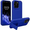 kwmobile 1x Custodia Compatibile con iPhone 15 Pro Max - Cover Supporto Dita - Back Case per Smartphone - Protezione Gommata blu baltico