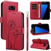 Bravoday Cover per Samsung Galaxy S7, Custodia in PU Pelle Portafoglio Flip Schede con Slot per Carte, Magnetica Antiurto Cover per Galaxy S7, Rosso