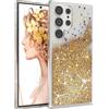 EAZY CASE Custodia glitterata compatibile con Galaxy S23 Ultra cover per telefono in silicone leggera lucida e antiurto protezione dalle cadute in Oro