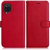 DENDICO Cover per Galaxy A12 5G, Premium Portafoglio PU Custodia in PU Pelle, Flip Libro TPU Bumper Caso per Samsung Galaxy A12 5G, Rosso