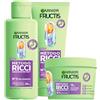 Garnier Fructis Metodo Ricci Pre-Shampoo 200ml + Shampoo 200ml + Maschera 370ml Kit Idratante Ravviva il Riccio Riduce il Crespo Formula Vegana con Acido Ialuronico e Burro di Karité - Set da 3