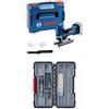 Bosch Professional Seghetto alternativo a batteria Bosch Professional GST 18V-125 S (incl. 1 lama per seghetto alternativo, set di aspirazione, in L-BOXX) + set di 30 lame per seghetto alternativo Bosch Basic