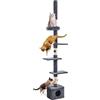 Yaheetech Albero Tiragraffi per Gatti a Soffitto con Altezza Regolabile da 226 cm a 265,5 cm Multilivello Condominio Giocattolo Grigio Scuro