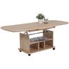 Hela Tische, Babsi - Tavolino funzionale da divano, materiale a base di legno rivestito in melammina, rovere Sonoma, regolabile in altezza: 53-63 cm, allungabile: 107-157 cm, su rotelle
