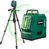 RockSeed Livella Laser con Treppiede Regolabile da 1,2 m, 1x360° Linea Laser Verde Orizzontale e 1x150° Linea Laser Verde Verticale Auto-Livellante, Livello Laser Ricaricabile,per Fai da te