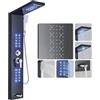 Hbronzeshower Pannello doccia montato a parete con LED, colonna doccia multifunzione con soffione a pioggia, doccia a cascata, soffione per doccia, set completo con rubinetto, colore nero