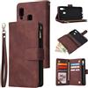 Jorisa Cover Portafoglio per Samsung Galaxy A20E,Custodia in Pelle PU Premium con Cerniera Tasca,Stile del Libro Stand Cover con Carta di Credito Titolare e Cinturino da Polso Magnetica,caffè