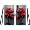 KARTXITAI Cover Compatibile con HUAWEI P20 Pro PU Pelle TPU Silicone Portafoglio Magnetica con Disegni Motivo Animale Flip Custodia in Libro Slot Schede Custodia-Rose rosse,fuoco