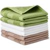 Amazon Basics - Strofinacci da Cucina in Cotone Biologico a Nido d'Ape, Ultra-Assorbenti, ad Asciugatura Rapida, Senza Lanugine, 30,5cm x 30,5cm, Confezione da 6 (2 Marroni, 2 Verde Oliva, 2 Bianchi)