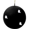 Cereria Di Giorgio - Candela Sfera Nera Decorata con Fantasmini in Cera - Diametro 10 cm - Durata 49 ore - Halloween - Idea regalo - Artigianale