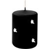 Cereria Di Giorgio - Candela Cero Nera Decorata con Fantasmini in Cera - Diametro 7 cm Altezza 10 cm - Durata 50 ore - Halloween - Idea regalo - Artigianale