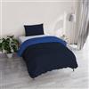 Italian Bed Linen Copripiumino Singolo, Tinta Unita Double Face, Parure Copripiumino VERA, con Sacco Piumone 150x200cm + federa 50x80cm BLU/ROYAL