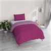 Italian Bed Linen Copripiumino Singolo, Tinta Unita Double Face, Parure Copripiumino VERA, con Sacco Piumone 150x200cm + federa 50x80cm FUCSIA/LILLA