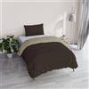 Italian Bed Linen Copripiumino Singolo, Tinta Unita Double Face, Parure Copripiumino VERA, con Sacco Piumone 150x200cm + federa 50x80cm MARRONE/TORTORA