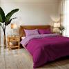 Italian Bed Linen Copripiumino Matrimoniale, Tinta Unita Double Face, Parure Copripiumino VERA, con Sacco Piumone 250x200cm + coppia federe 50x80cm FUCSIA/LILLA