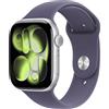 APPLE Watch Series 11 GPS + Cellular, Cassa 46 mm in alluminio color argento con Cinturino Sport viola nebbia - M/L