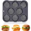 GOEDCH Stampo in Silicone per Panini Hamburger: 8 Cavità Stampo Perforato per Hamburger, Teglia Antiaderente per Panini per Hamburger, Teglia in Silicone Resistente Al Calore, per Burger e Muffin