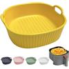 MeYuxg Pirofila rotonda in ceramica, pirofila per friggitrice ad aria calda 17,5 x 16 x 5,5 cm, pirofila per lasagne, pirofila smaltata a colori, per lasagne, patatine fritte, zuppa (giallo)