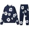 Generico Tuta Denim Tears da Uomo/Donna,2 pezzi Felpa Uomo e Donna,abbigliamento casual con Cappuccio e Pantaloni Originali Denim Tears Tuta da Set Felpa Unisex Casual(Navy Blue,Large)