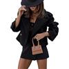 Zunlethian Cappotto Corto da Donna in Tweed Moda Tendenza Risvolto Giacca Monopetto Elegante Business Sciolto Cappotto Invernale Casual (Nero,M)