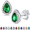 Bestyle Orecchini a Lobo Argento 925 Pietre Portafortuna Maggio Smeraldo Orecchini Forma Goccia, Stud Orecchini Donna, Confezione Regalo