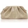 Milisente Pochette da donna Cloud Pleated Borsa da sera elegante piccola borsa a tracolla in pelle PU per matrimonio con chiusura lampo (beige scuro)
