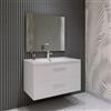 MarinelliGroup Mobile bagno SOSPESO 60 80 100 120 cm con lavabo in ceramica 2 cassetti LINDA (100 cm, Bianco)