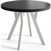 AlpiMeble Tavolo Rotondo Allungabile EVO - Tavolo da Pranzo Allungabile - Piano in laminato da 36 mm - Gambe in Faggio - Diametro da 110 cm a 210 cm Nero