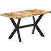 vidaXL Legno Massello di Mango Grezzo Tavolo da Pranzo Minimalista Industriale Robusto Arredo Cucina Gambe in Acciaio Verniciato 140x70x75 cm