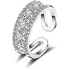 HCMA Anelli in Argento Sterling 925 con zirconi Geometrici a Doppio Strato per FEDI Nuziali Regolabili da Donna