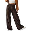 Joligiao Pantaloni Donna Invernali Eleganti Pantaloni di Velluto a Coste Elastico in Vita Pantaloni Larghi retrò Pants da Donna Pantalone Velluto Ampia Pantalone de Spiaggia Inverno(Marrone Scuro,XL)