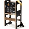 labebe Torre di apprendimento per Bambini, Montessori Learning Tower con Lavagna, 3 in 1 Pieghevole Multifunzionale Torre con Protezione antiribaltamento da 1 Anno-Nero