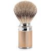 MÜHLE Muhle punta argento tasso Capelli DEPILAZIONE Pennello con oro rosa e Cromato CILINDRO manico