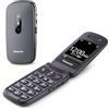 Panasonic KX-TU446EXG Telefono Cellulare Facilitato, Compatibile con Apparecchi Acustici, Ottimale per Anziani, Pulsanti Grandi Retroilluminati, Ampio Display, 600 Ore di Autonomia, Grigio