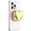 PopSockets Impugnatura per telefono MagSafe con cavalletto, supporto magnetico, parte superiore sostituibile, presa sicura per custodie MagSafe per iPhone e tablet, smalto cuore d'oro