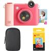 KODAK Smile+ 2-in-1 Fotocamera Digitale & Stampante Foto Bluetooth - Pacchetto Iniziale + Custodia + Carta Zink 20pz - 10MP - Fucsia