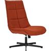 39F FURNITURE DREAM Poltrona Moderna Girevole con Seduta in Tessuto con Funzione reclinabile e Base in Metallo, Rosso-Arancio, 63.5x85x93cm