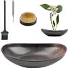 WANDIC Forniture per composizioni di Fiori Marroni e Neri, Ciotola a Forma di lingotto e Rana Floreale da 5 cm per Vaso Floreale in Ceramica Ikebana per organizzare Piante e fioriere