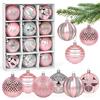 Meleager Palle di Natale Rosa, Palline Albero Natale Grandi 12PCS, Palla di Natalizie 6cm, Palline di Plastica Decorazioni, Decorazioni per Feste, set di Ornamenti per l'albero di Natale