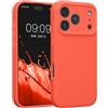 kwmobile Custodia Compatibile con Apple iPhone 17 Pro Cover - Back Case per Smartphone in Silicone TPU - Protezione Gommata - corallo fluorescente