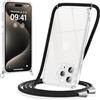 Coiwxmoi Cover con Cordino per iPhone 15 Pro Max 6,7, Trasparente Custodia con Laccio Tracolla Cellulare Girocollo Collana Morbido Silicone TPU Antiurto AntiGraffio Protettiva Case, Nero