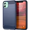 owlhold Cover per iPhone 11, Custodia Spazzolata e Fibra di Carbonio Morbido Silicone TPU Slim Fit Case, Antiurto, Antigraffio, Antiscivolo, Protezione Grado Militare, Blu