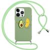 Foonary Cover con Cordino per Apple iPhone 15 Pro Max 6,7, Custodia con Laccio Collana Tracolla Aesthetic Disegni Antiurto TPU Necklace Regolabile Protettiva Corda Case per iPhone 15 Pro Max, Avocado