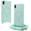 BGHHEU Magnetica Cover per iPhone XS Max con Cordino,[Compatible con Magsafe],Custodia Silicone con Regolabile Collana Sottile Morbida Case,Verde menta