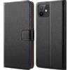 HOOMIL Cover per iPhone 12 Mini, Custodia in Pelle Premium, Supporta Ricarica Wireless - Nero
