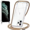 Oelrstfe Cover con Cordino per iPhone 11 Pro Max, Trasparente Silicone Custodia con Regolabile Collana Laccio Tracolla, Antigraffio Proteggere Case Corda per iPhone 11 Pro Max, Giallo