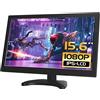 WHOLEV Monitor HDMI 15.6 pollici CCTV LCD IPS 1920 * 1080 Audio Video Display con Telecomando/USB/VGA/AV/BNC/HDMI Schermo girevole per Raspberry Pi House Telecamera di Sorveglianza PC DVD DVR