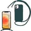 Belzsxy Cover per iPhone 12 Pro(6.1) con Cordino, Custodia con Laccio Collana Tracolla Collo Liquido Silicone Antiurto TPU Antiurto AntiGraffio Case,Verde