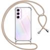 Pnakqil Cover per Samsung Galaxy A35 con Cordino, Trasparente Custodia con Laccio Tracolla Cellulare Girocollo Collana Protettiva per Samsung A35 6.6 Pollic, Khaki